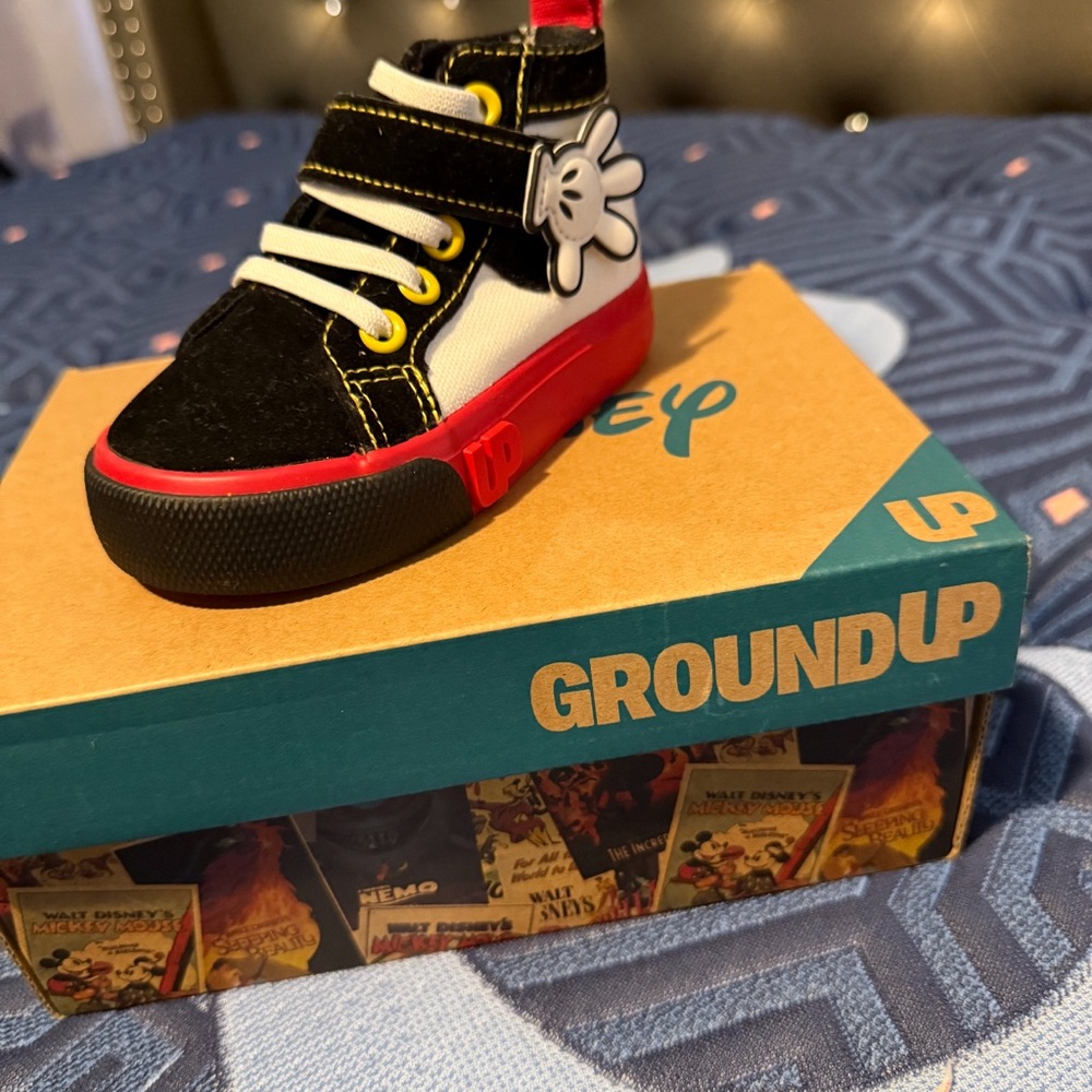 Disney Kids Black and Red Sneakers with White Accents